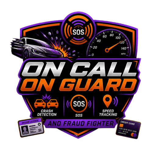 On Call On Guard and Fraud Fighter — crash detection, SOS, speed tracking, and credit-card ID verification software
